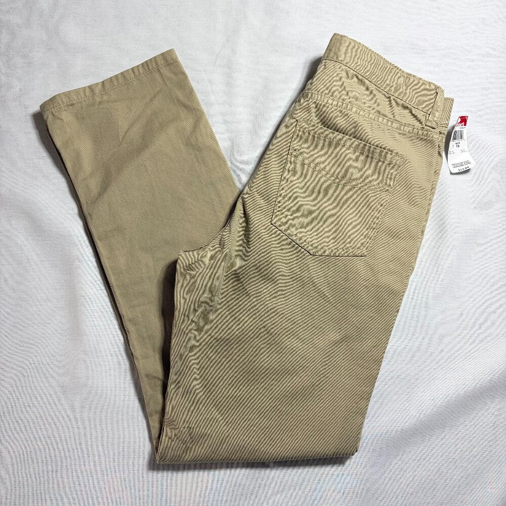 NWT Basic Editions Boys Size 16 Khaki Tan Dress Casual Pants Jeans